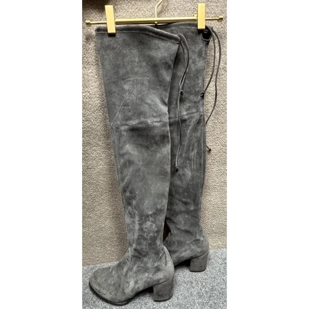 Stuart Weitzman Tieland Over The Knee Boot Womens Size 8.5 M Gray Smoke $950
